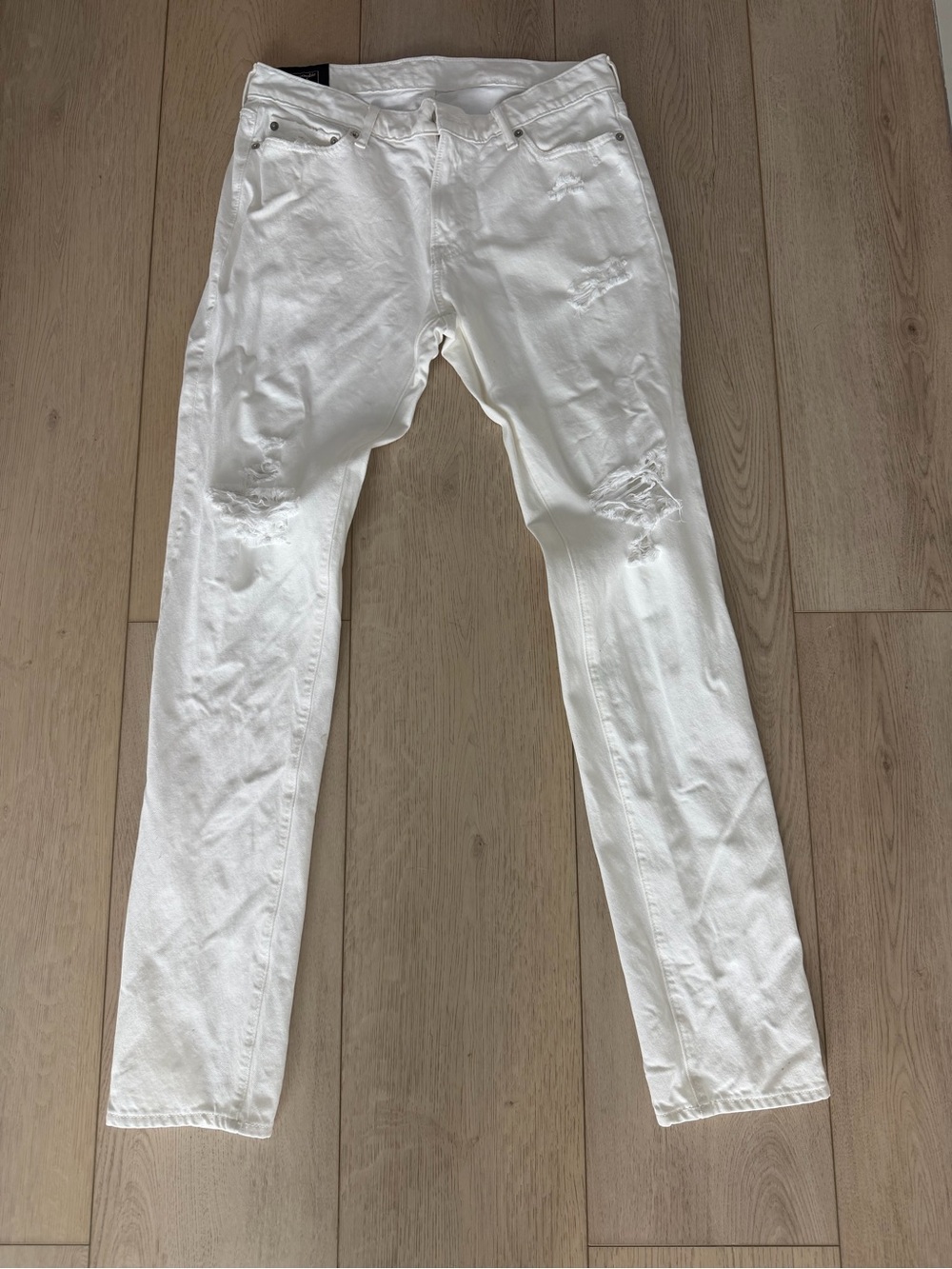 Men’s Abercrombie Off White Distressed Jeans Sz 32x34